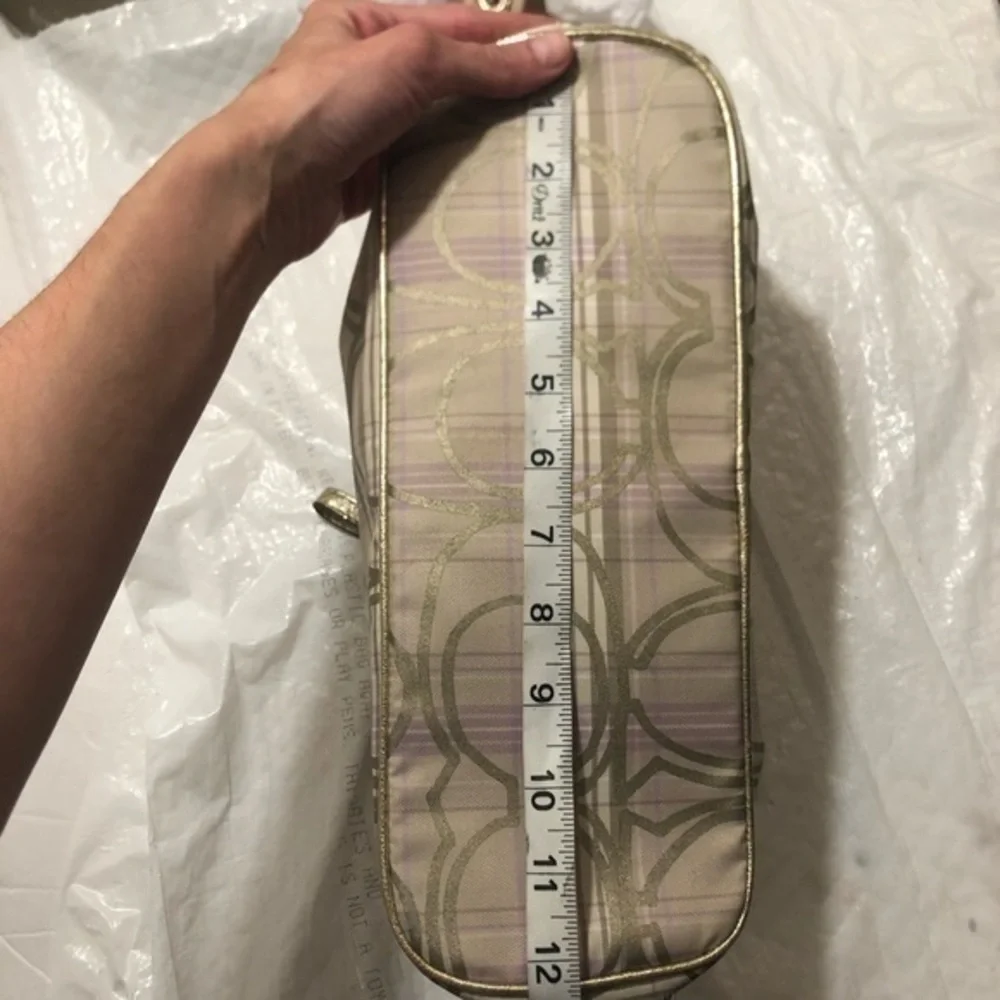 Coach signature plaid and purple hobo bag
